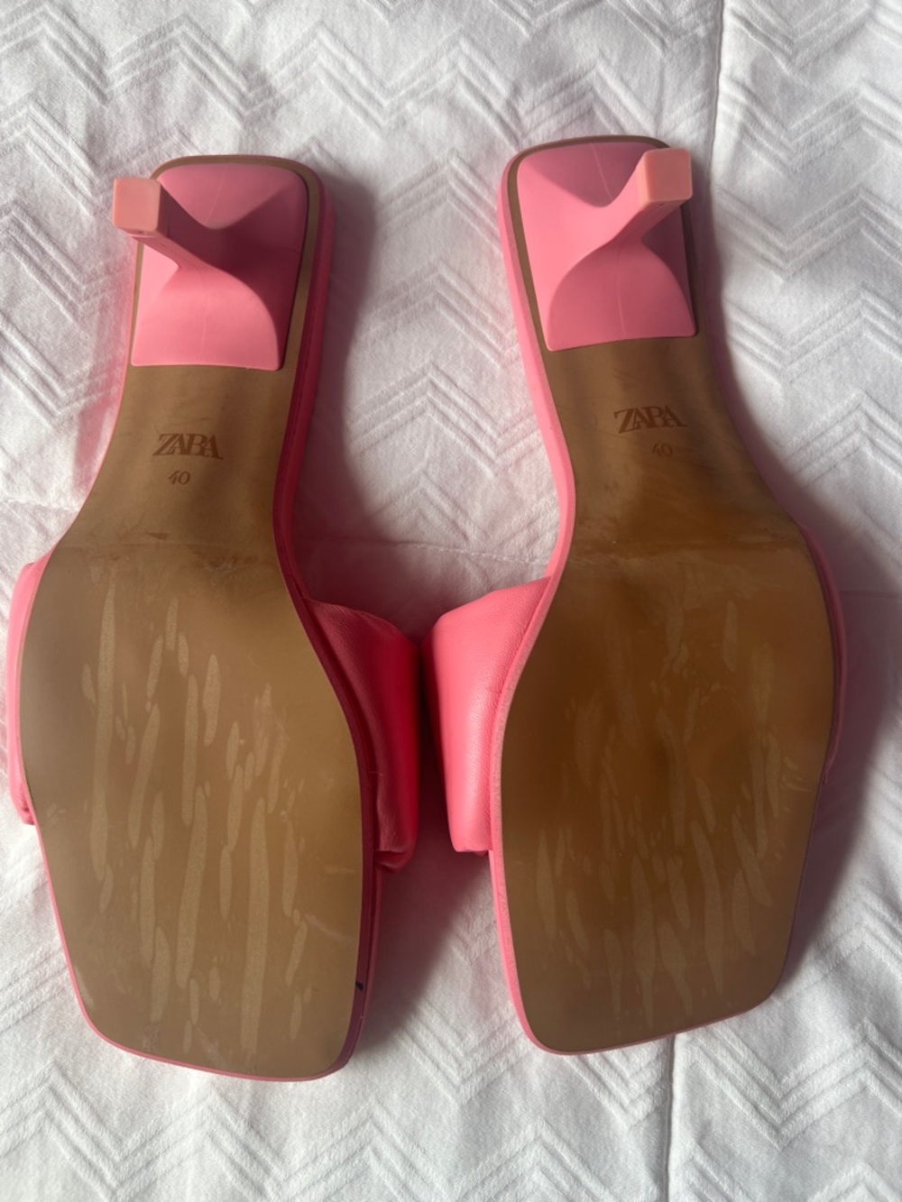 Zara Pinnk Puffer Square-Toe Leather Sandals-NWOT - Picture 5 of 7